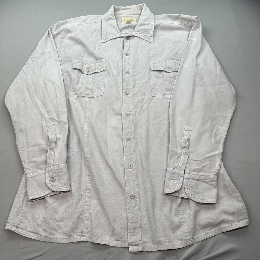 Scully Shirt Mens Large Gray Button Up Double Flap Western 100% Peruvian Cotton
